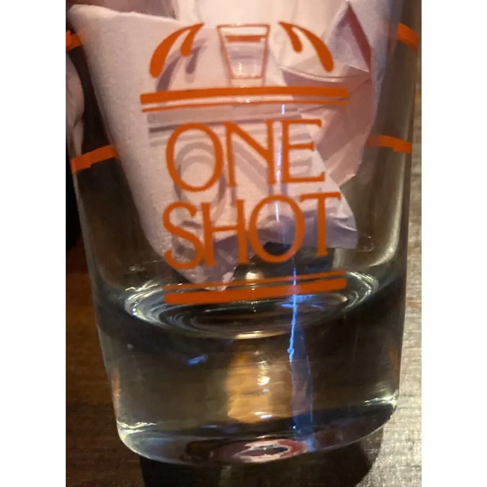 One Shot Liter/Ounce shot glass VTG (?)  Barware Mixed Drink Bartender‎ Man cave